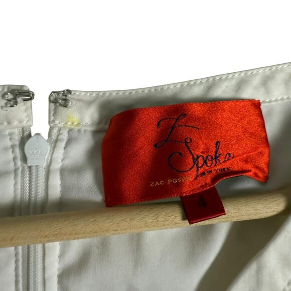 Zac Posen Z Spoke White Short Puff Sleeve V-Neck Sheath Mini Dress Size 4 - Picture 3 of 10